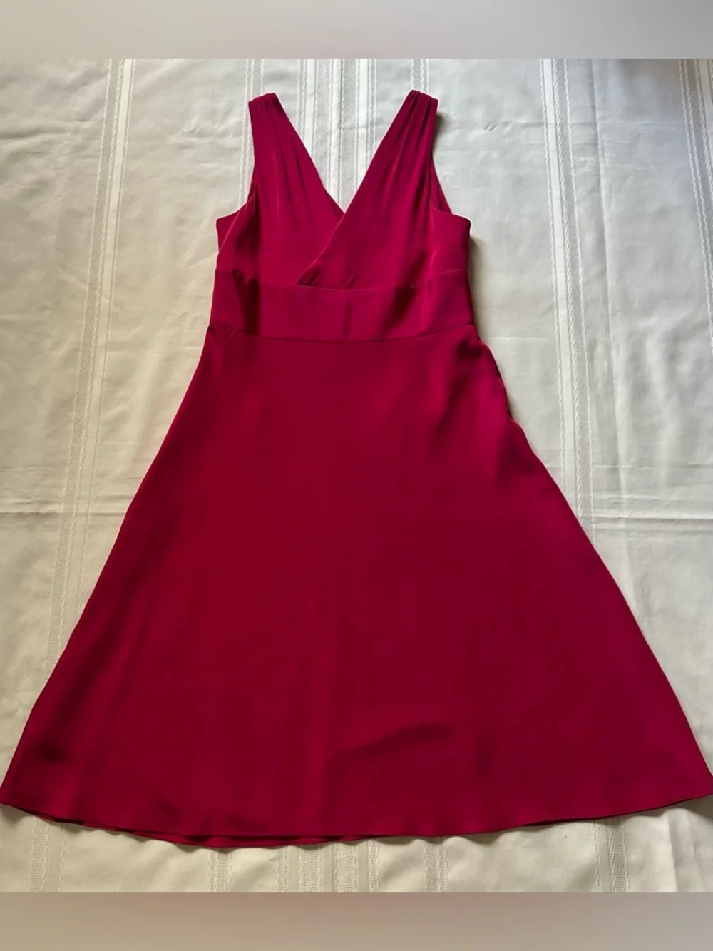 J. Crew 100% Silk Vibrant Pink Sleeveless V-Neck Midi Dress